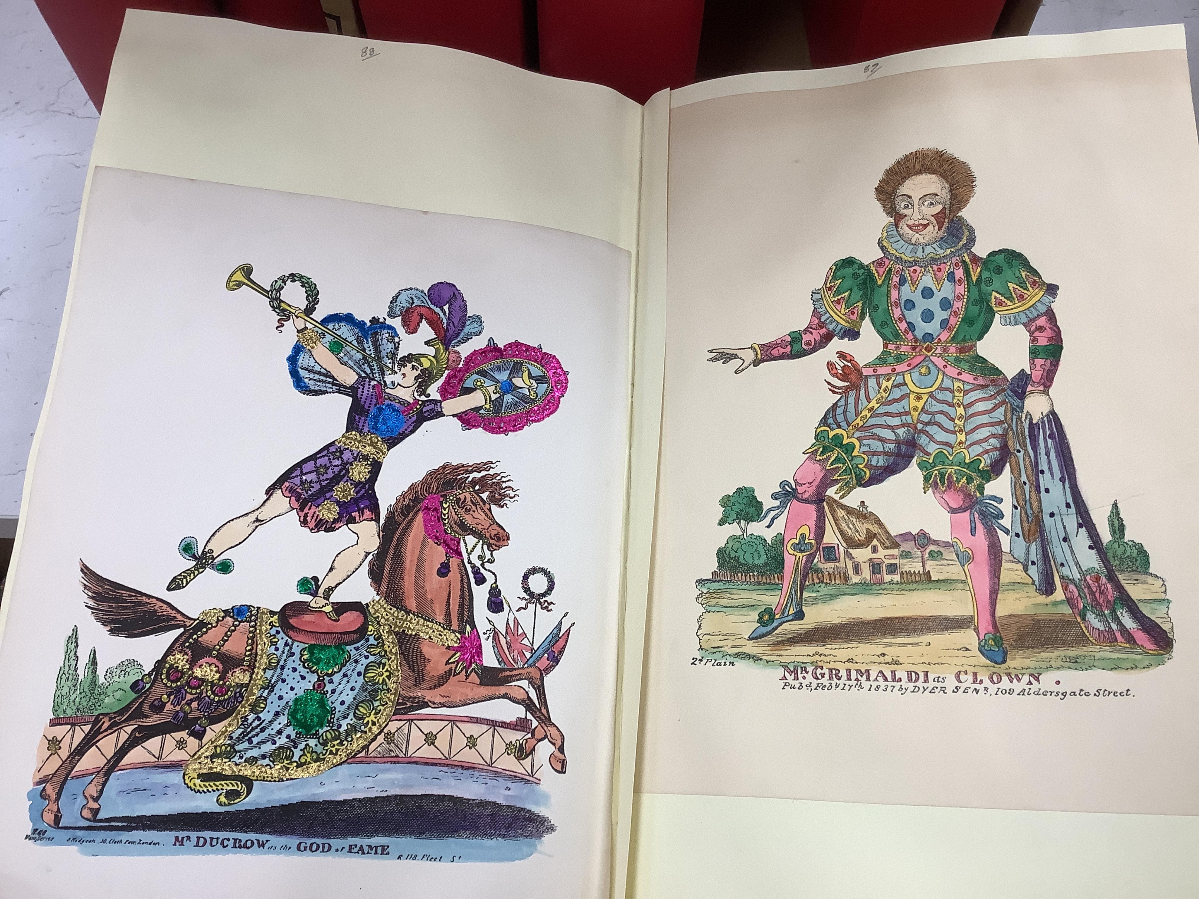 Juvenile dramas, toy theatre archive including Lloyd-Skelt, Dyer, hand coloured large scenes, characters, scenes portraits etc. pasted in six large albums